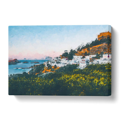 The Island Of Rhodes In Greece In Abstract - Wrapped Canvas Print