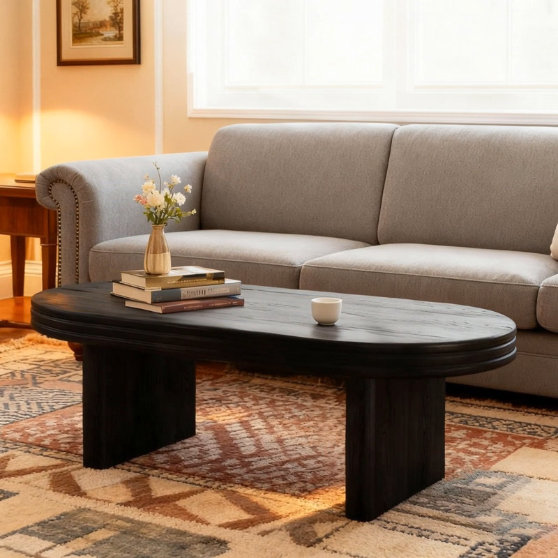 Table basse cannelée Mid Mid Modern, Noir