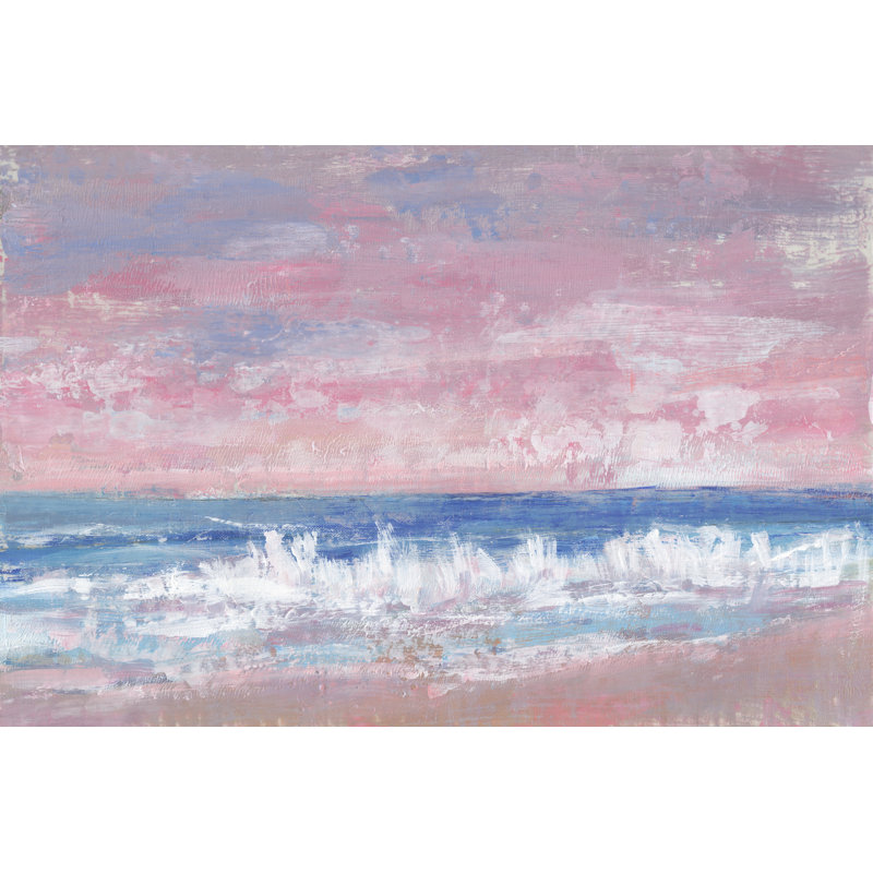 Coastal Pink Horizon II by Timothy O' Toole - Painting on Canvas, 20 cm H x 30 cm W, Black Floater Framed