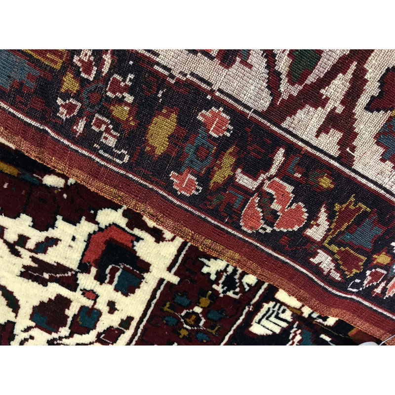 Wool Oriental Area Rug in Rosewood/Beige