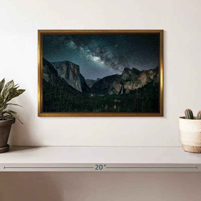 Stargazing At Yosemite, Floating Frame Gold, 13" X 9"