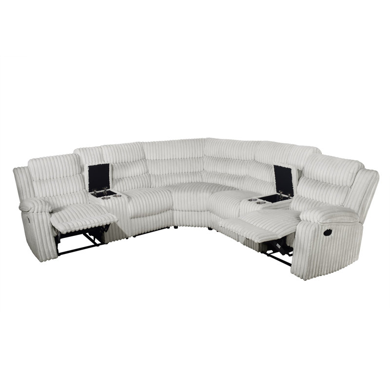 Canapé modulaire en velours côtelé Calantha (gris), Tissu blanc