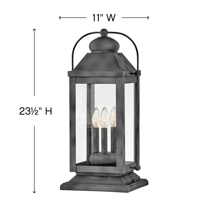 Anchorage 3-Light Pier Mount Light, Aged Zinc, LED