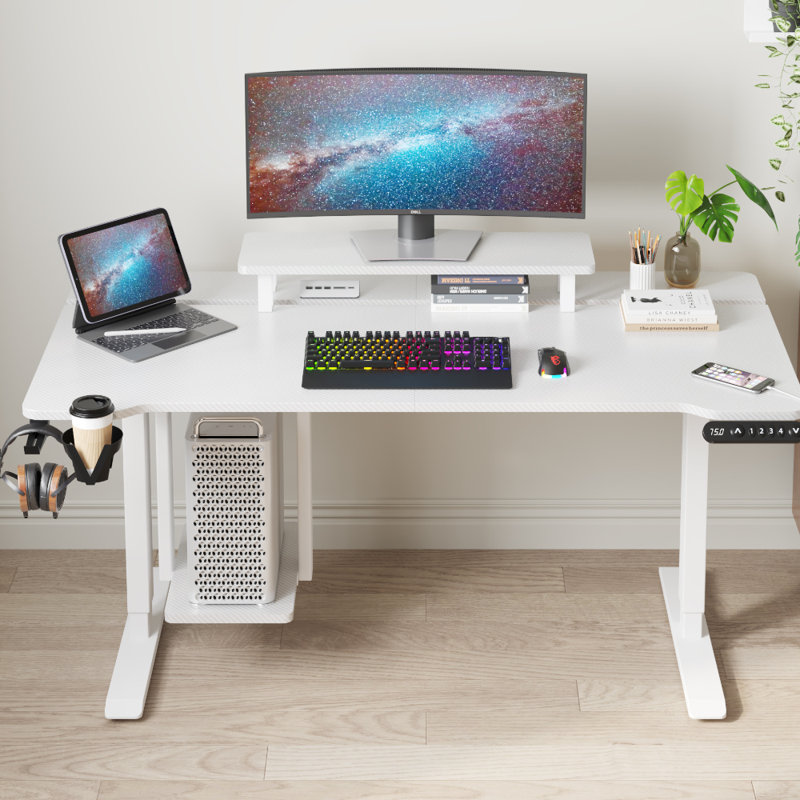 Bureau debout réglable avec stratifié, Blanc, H 49 po x l 63 po x P 31,5 po