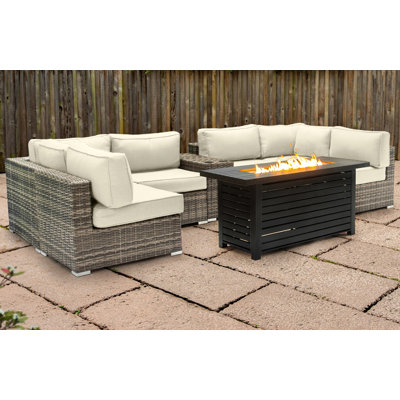Lsi Fully Assembled 4 Person Seating Group With Firepit And Sunbrella Cushions