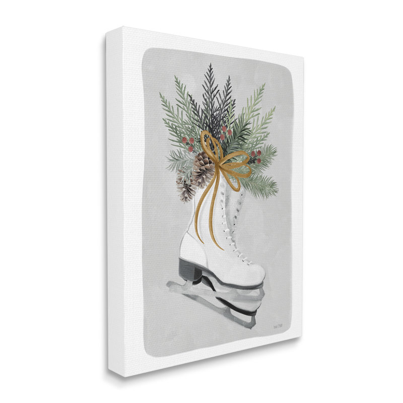 «Winter Skates & Pinecone», art mural sur toile par House Fenway, H 40 po x l 30 po x P 1,5 po