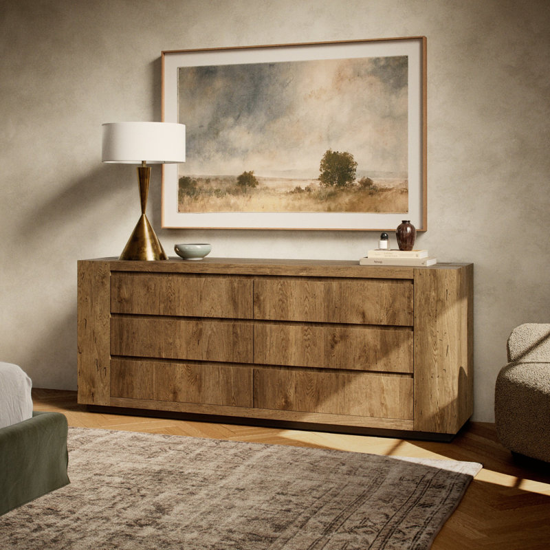 Abaso 6 - Drawer Dresser, Rustic Wormwood Oak