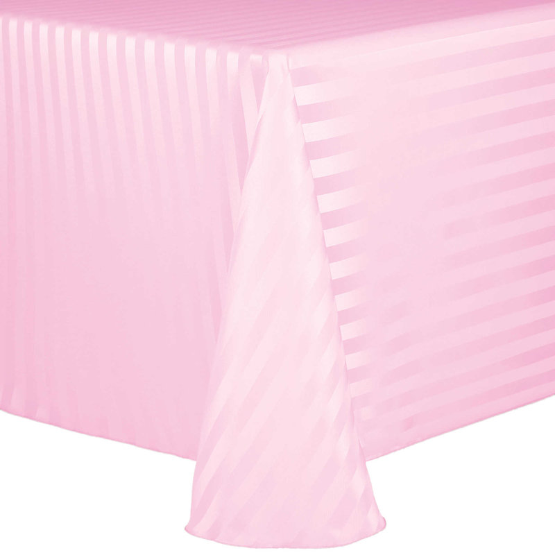 Latitude Run® Satin-Stripe Tablecloth Rectangular, Light Pink, 132" x 90", 15