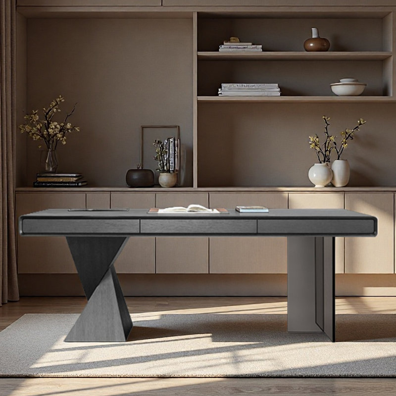 Pieds de bureau en acrylique avec barre d'alimentation intelligente, H 29,92 po x l 86,61 po x P 35,43 po, Noir