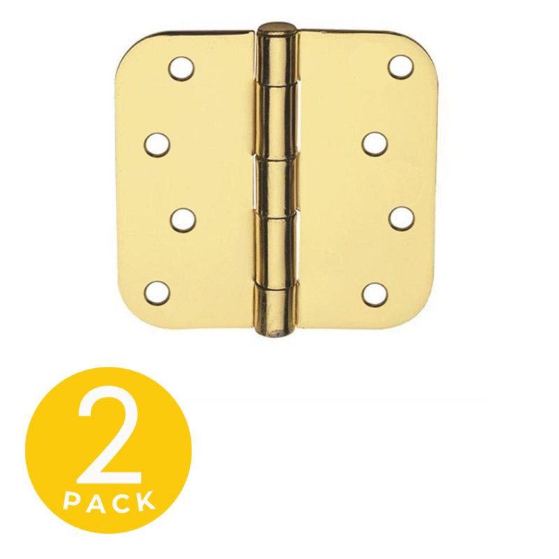 Charnière carrée résidentielle carrée avec goupille amovible 4 po x 4 po - Ensemble de 2, Laiton satiné