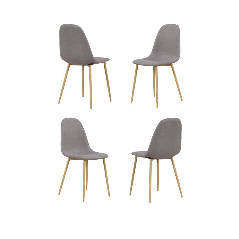 Chaise de salle à manger rembourrée en velours, Lin gris