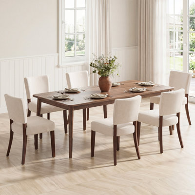 19" Seat Height Parsons Upholstered Dining Chair, Solid Wood Legs