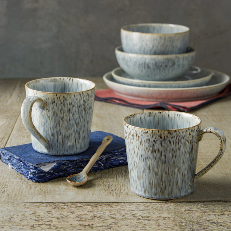 Grande tasse à café en grès faite à la main Halo, Gris
