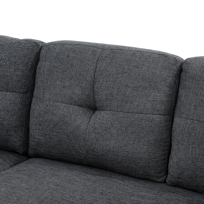 Lit escamotable, canapé-lit modulaire en L gris, coussins moelleux et offrant du soutien, conversion facile, rangement dissimulé, convient aux petits espaces de vie, profondeur de produit de 54 po, largeur de 85 po,