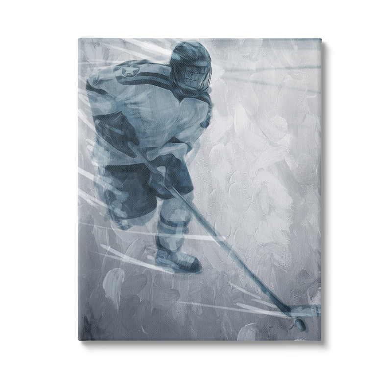 «Hockey Joueur sur glace», art mural sur toile par Milli Villa, H 20 po x l 16 po