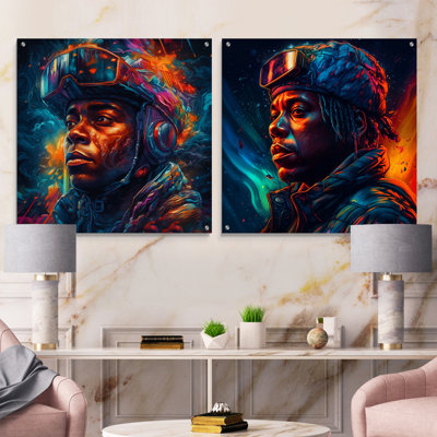 «Light Years In Color I - Men», ensemble d'art mural en acrylique sur verre