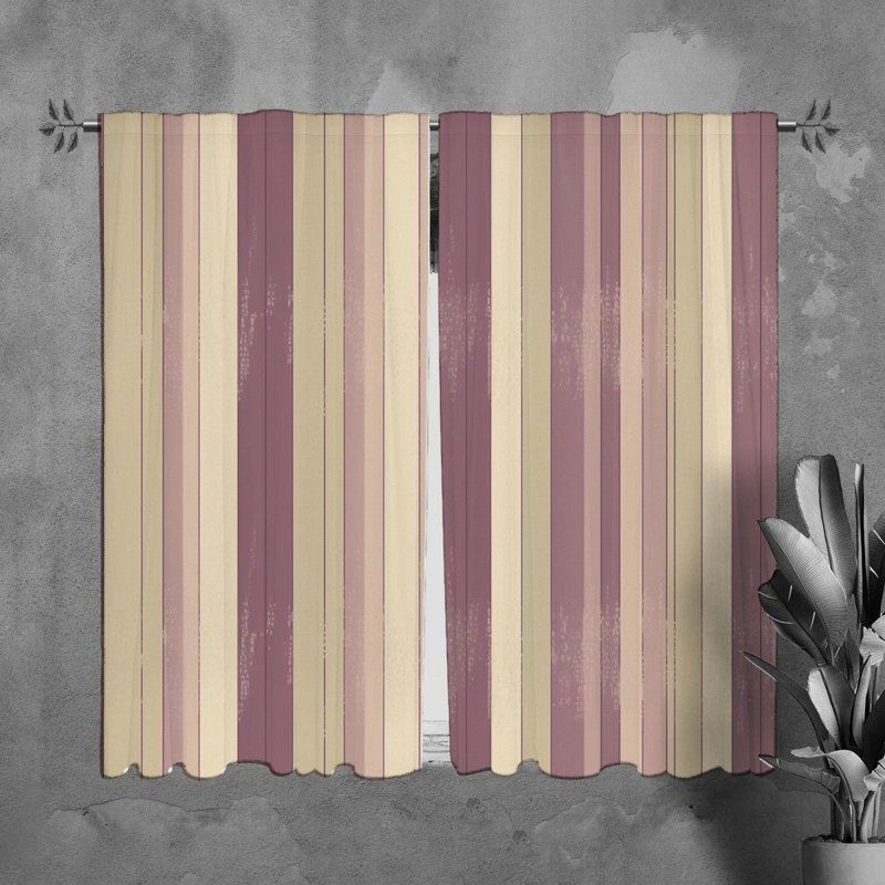 Tanica Room Darkening Curtain Pair, 40" W x 61" L, Purple/Beige