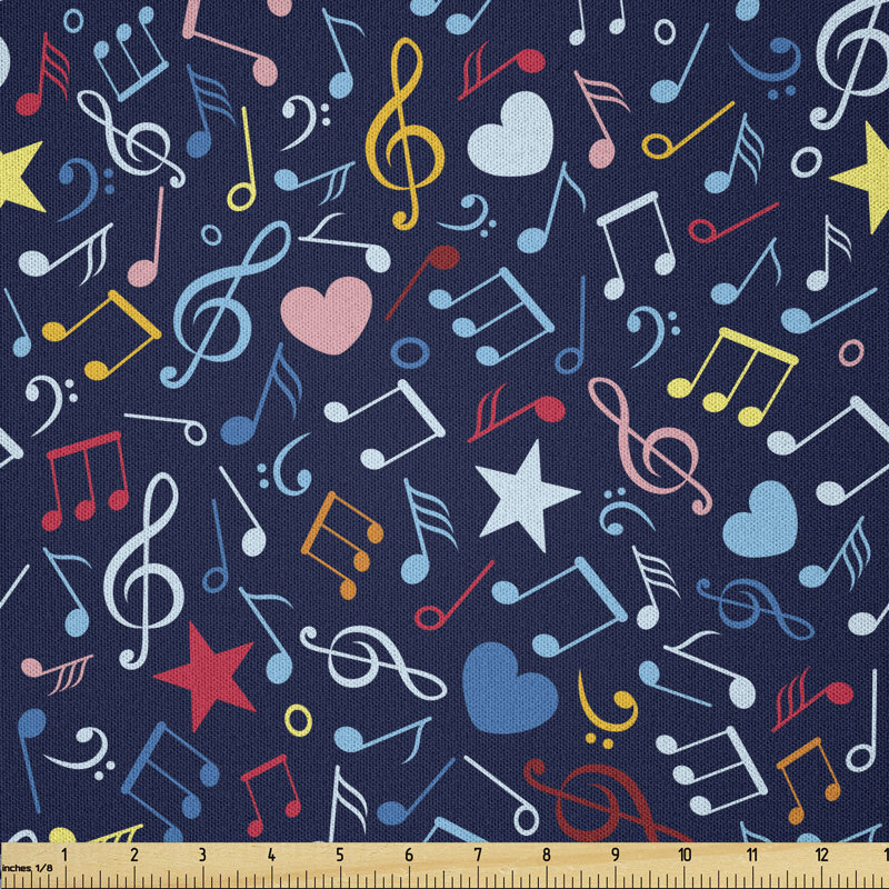 Darneil Hearts Notes Stars Melodic Multi-purpose Fabric