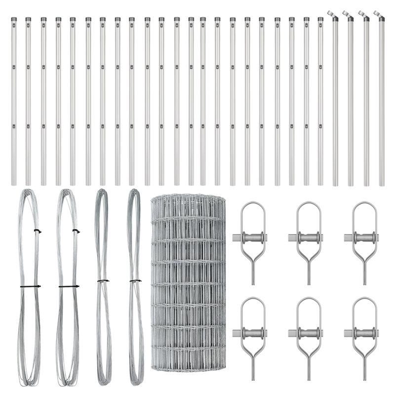 Galvanised Steel Border Fencing, Silver, 60 x 5000 x 0.2 cm