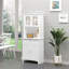 Buffet avec huche, armoire de rangement pour garde-manger avec porte en verre encadrée et espace pour micro-ondes-971148887