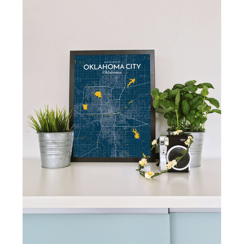 Oklahoma City Map - No Frame Print, 91.4cm H x 61cm W x 0.13cm D