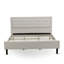 Ensemble de lit plateforme très grand 3 pièces avec 1 base de lit très grand et 2 tables de chevet Mid Century - Fabrication fiable et durable - Tissu en lin beige brume-799531315-799531314