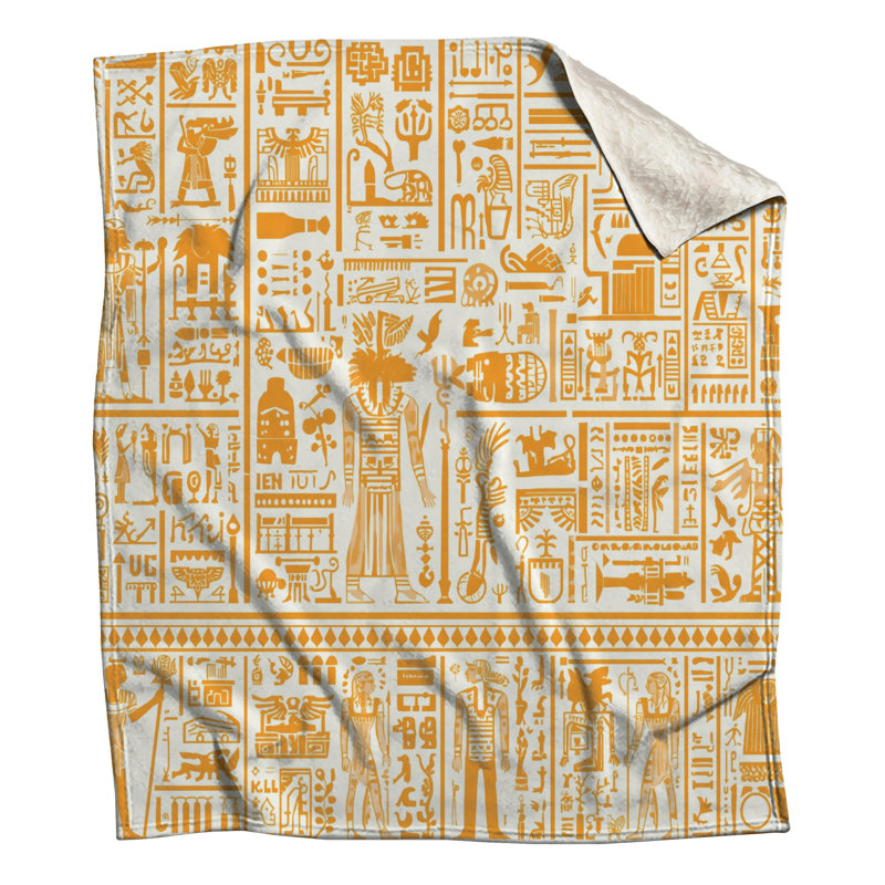 Egyptian Hieroglyphs Illustration Blankets, 60in W x 80in H