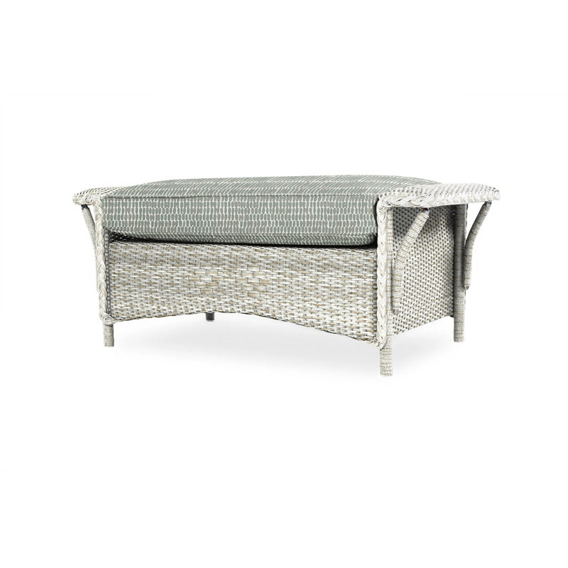 Nantucket Outdoor Ottoman, Canvas Black Sunbrella® Canvas, Antique White