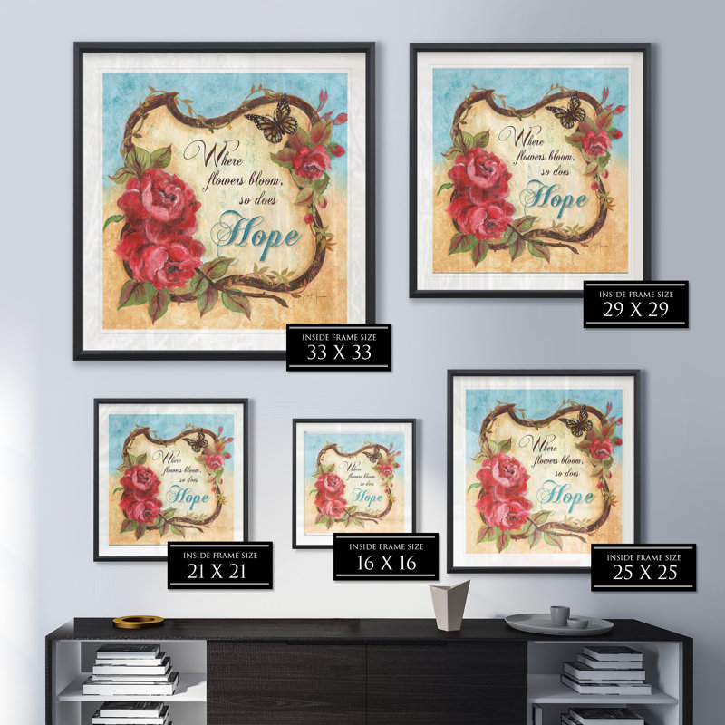 Hope - Matted and Framed Under Acrylic Glass, Large Living Room Wall Art, 26.5" H x 26.5" W x 1.5" D