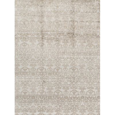 Rayon Floral Area Rug in Camel/Gray