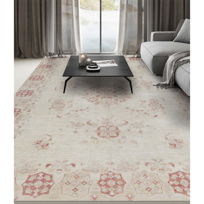 Tapis beige noué à la main de haute qualité