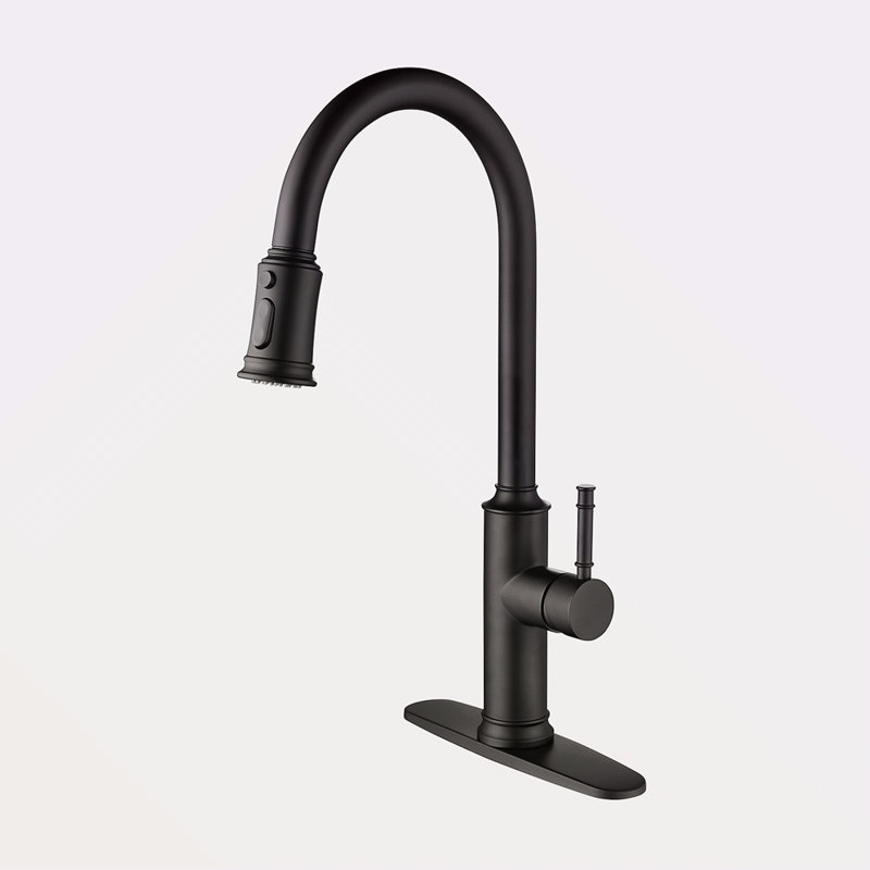 Robinet de cuisine avec douchette extractible, Noir mat