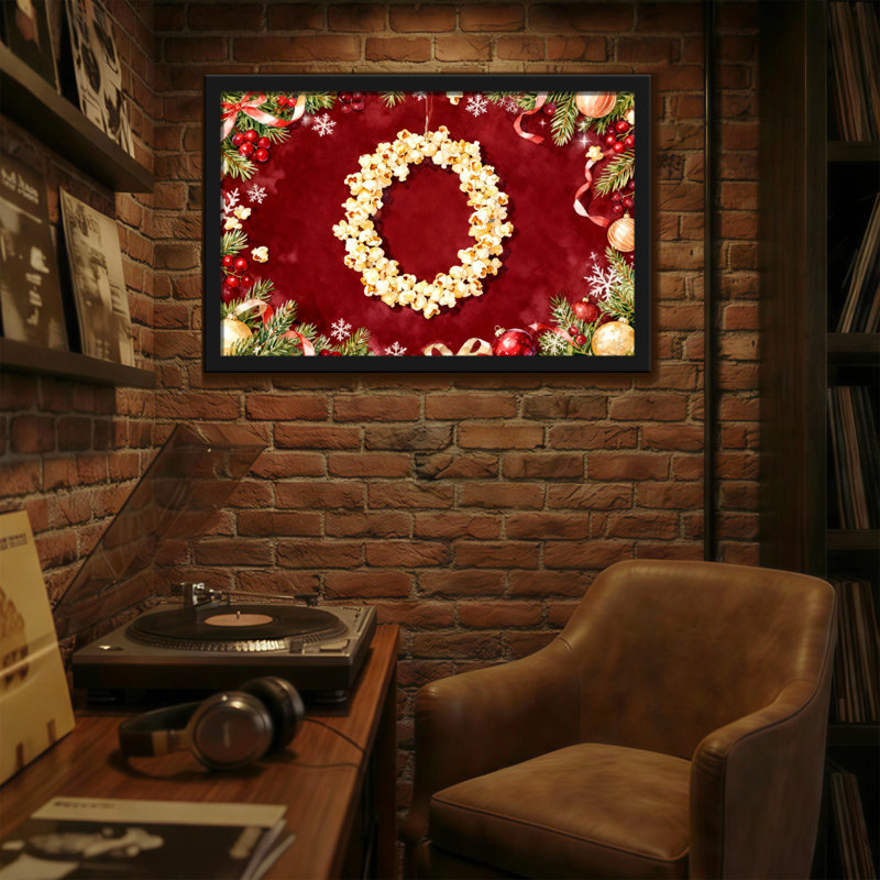 Motif décoratif de Noël couronne de maïs soufflé, H 12 po x l 18 po