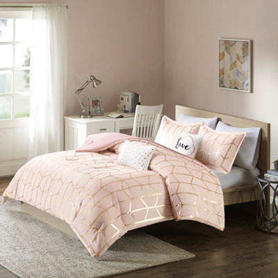 Édredon Blush avec coussins triangulaires métalliques avec tissage contemporain