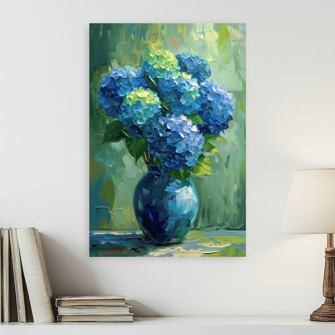 Teal Blue Hydrangea Abstract Bold Contemporary Hydrangea Nature Summer Wall Art Print