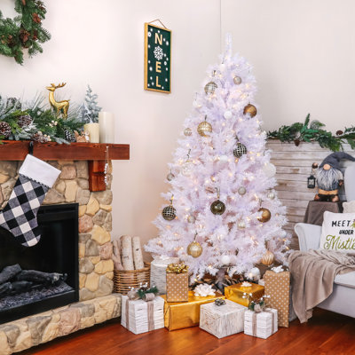 Millville White Hinged Tree with PowerConnect, Dual Color LED Lights