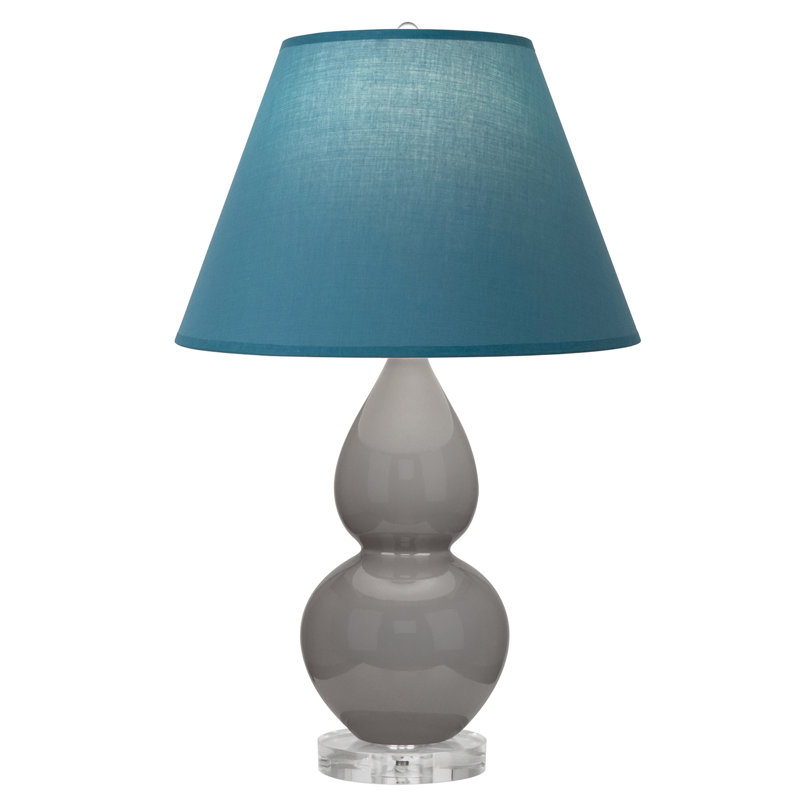 Small Double Gourd Accent Lamp - Sangria, Deep Patina Bronze - Lavender, Plum Shade, Gray, Lavender/Burgundy
