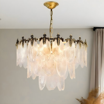 23.6 Inch Three-layer Glass Adjustable Hanging Chain Gemstone Pendant Light