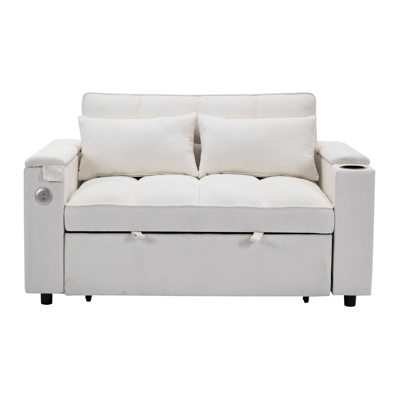 2 Seater Fabric Sofa Bed, Beige