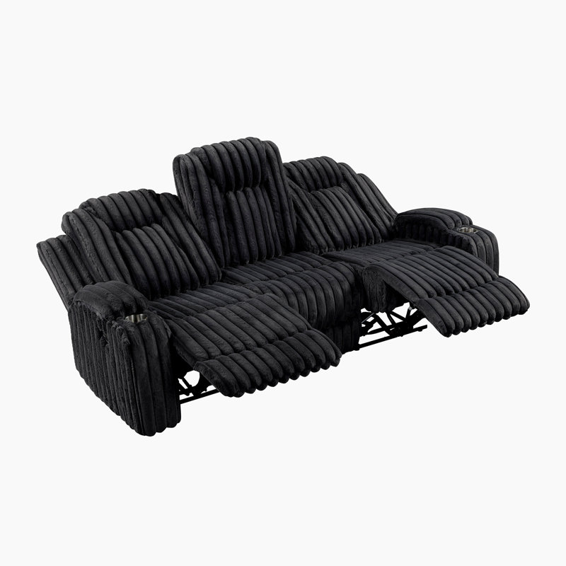 Canapé inclinable manuel en velours côtelé 84,5 po Garrett, Black