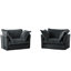 Fauteuil en velours côtelé gris à 2 places avec sièges profonds et coussins à haut dossier, coussins luxueux, housses amovibles, structure en bois, conception naturelle facile à assembler,
