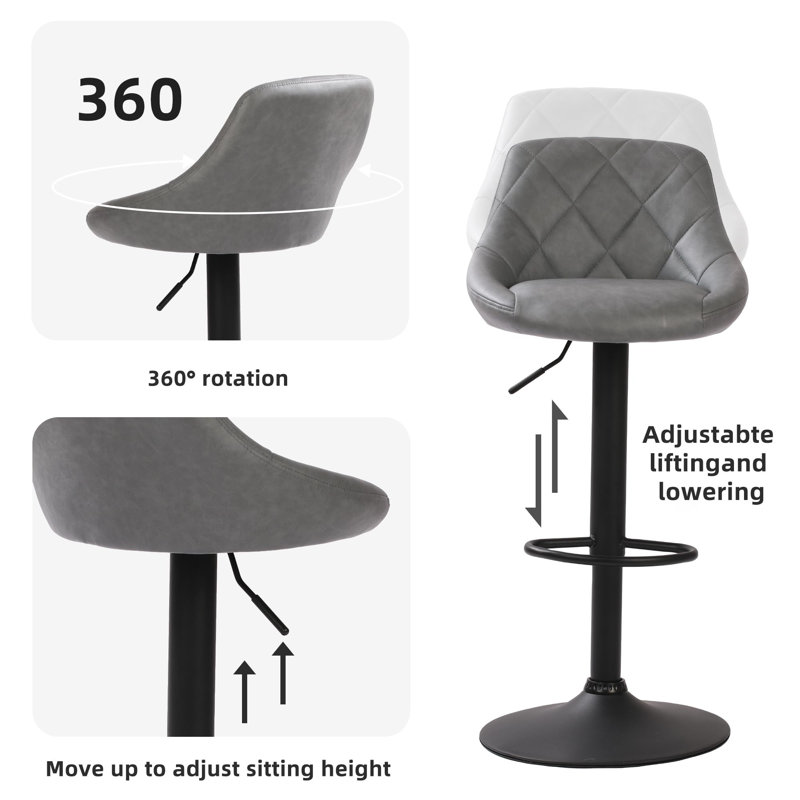 Adjustable Height Counter Stool with Metal Frame