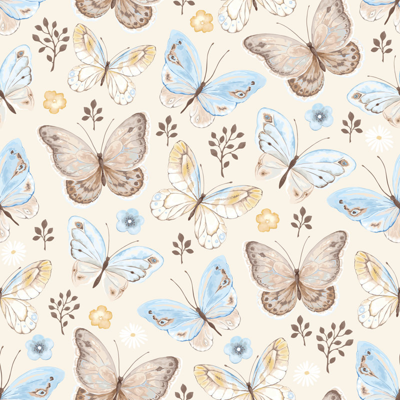 Adaija, papillons et fleurs par Olya_Nikiparonak, H 30 po x l 30 po
