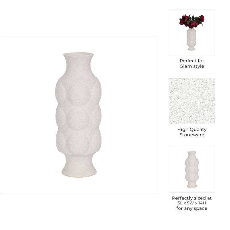 Galymzhan Stoneware Vase Enhance Your Space with Elegant Decor, 14" H x 5" W x 5" D