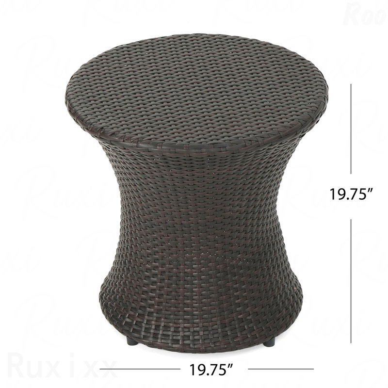 All-Weather PE Wicker Patio Side Table with Aluminum Inner Frame