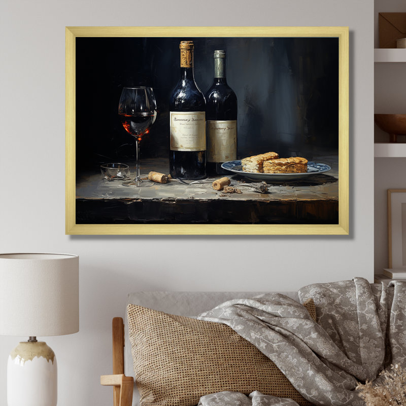 Sommeliers "sélection I" sur toile, Cadre doré simple, H 12 po x l 20 po x P 1 po