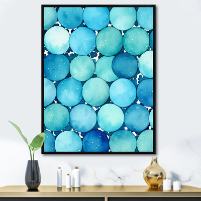 «Turquoise Circular Matrix Symmetry», art mural moderne sur toile géométrique