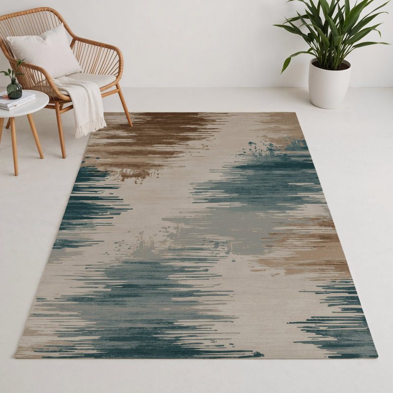 Tapis intérieur et extérieur beige Watercolor, Rectangle 5 pi x 7 pi