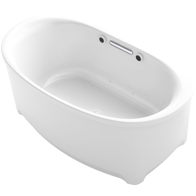 Baignoire de massage ovale autoportante à bulles, Beige