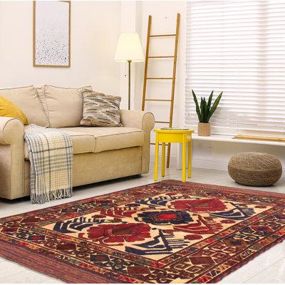 Tapis décoratif en laine de conception unique 4 pi 4 po x 6 pi Cushla noué à la main New Age